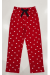 Viskon Kırmızı Kalpli Desenli Kadın Pijama Altı - Tam Boy Görünümü | Linay Butik Kadın Ev Giyimi